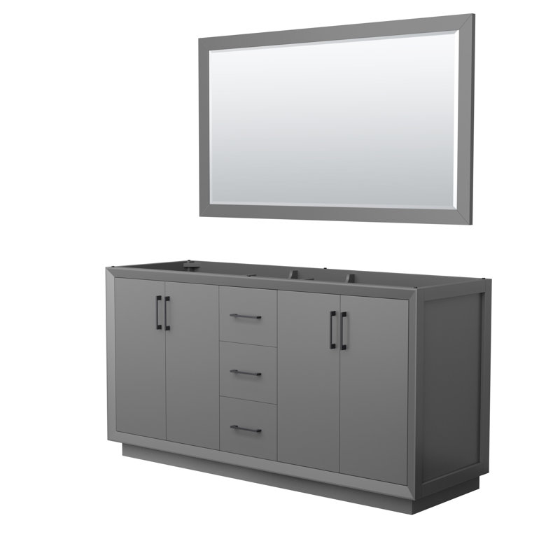 Strada 65.25'' Double Bathroom Vanity Base Only, Dark Gray/Black