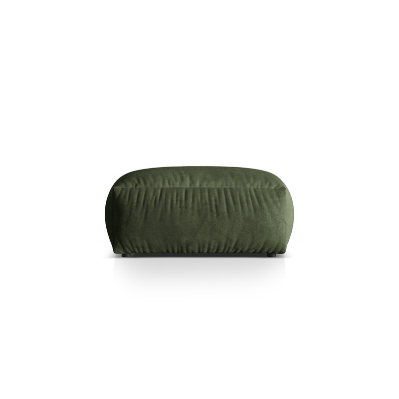 Carlens 106cm Wide Velvet Solid Colour Pouffe Ottoman, Green
