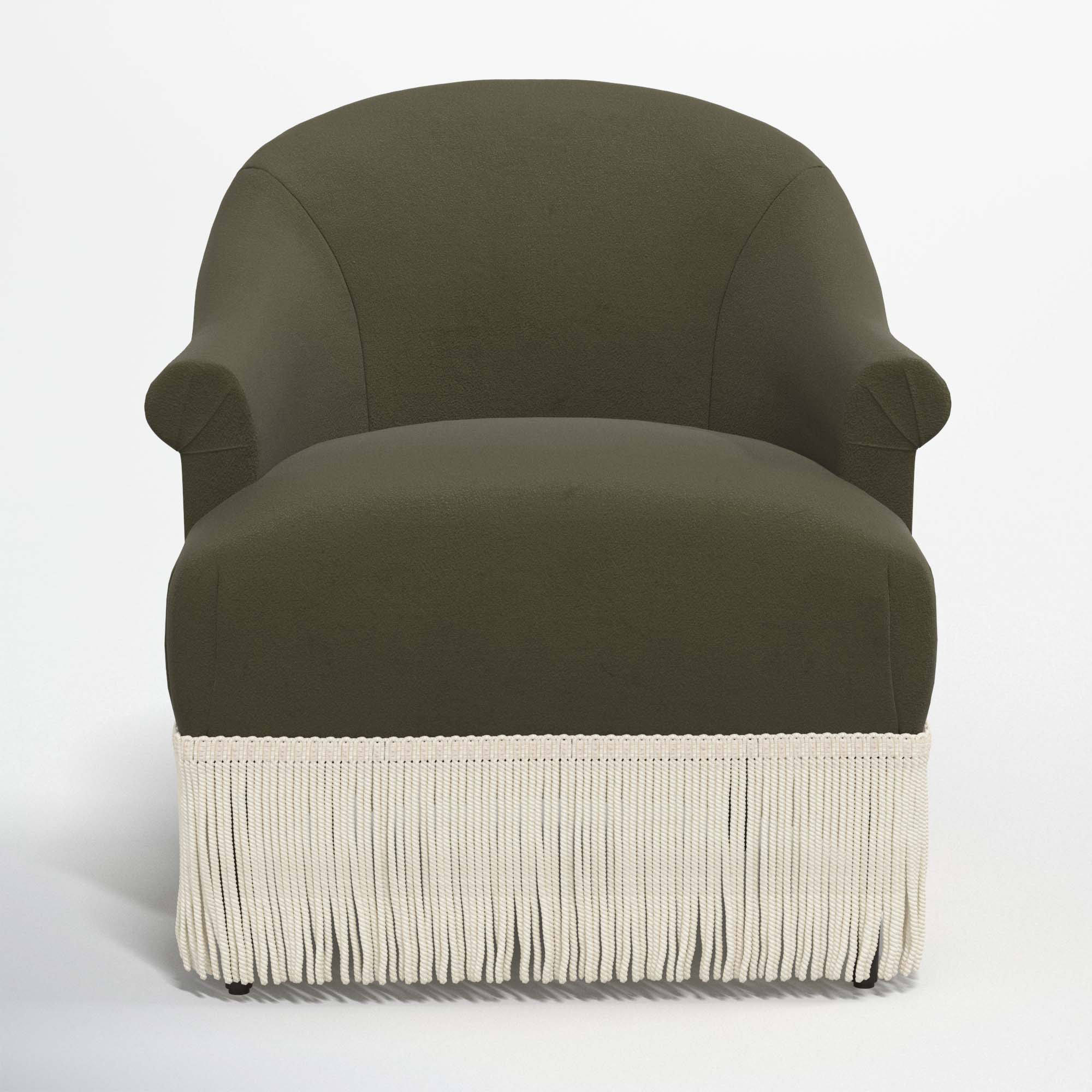 Callie Upholstered Wingback Chair, Classic Loden Velvet, Ivory