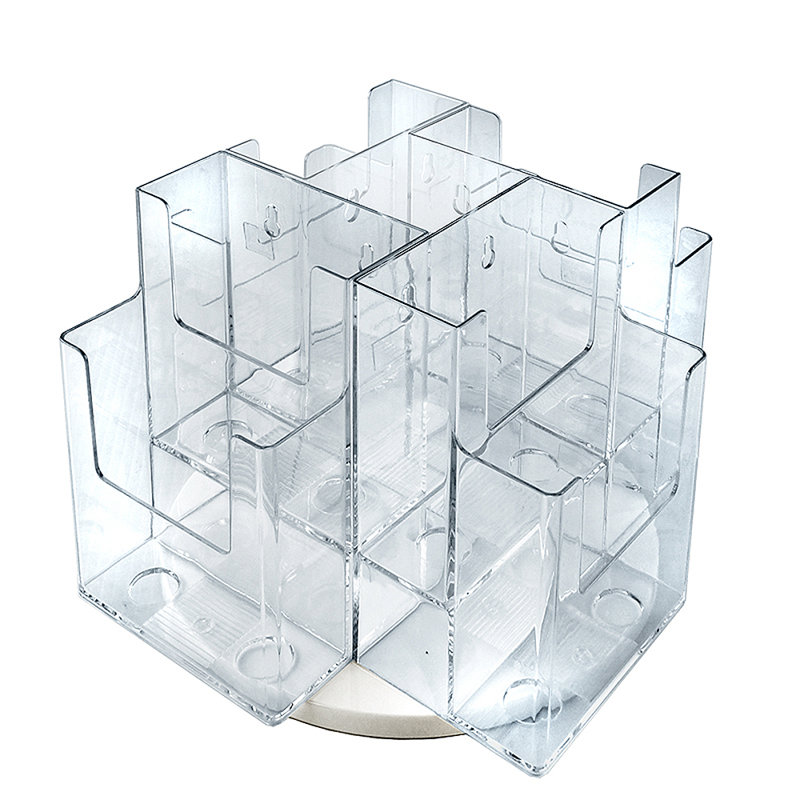 Eight-Pocket Two-Tier Revolving Trifold Brochure Holder