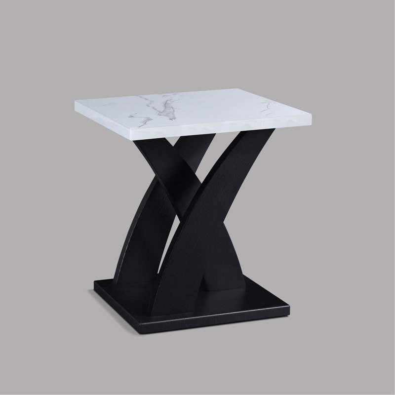 Ensemble de 3 pièces de cocktail moderne en faux marbre et deux tables de bout assorties