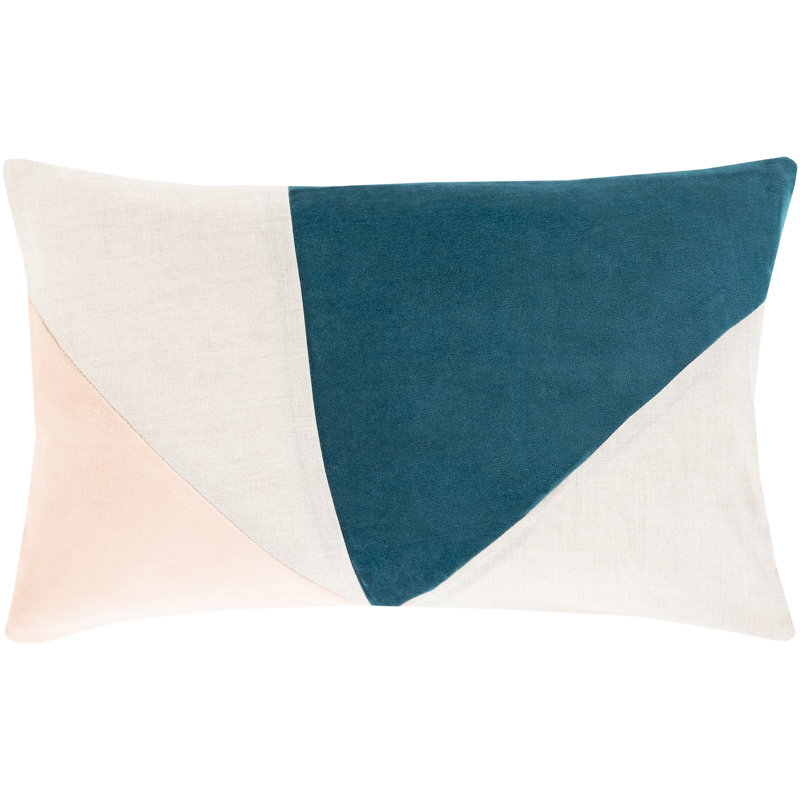 Housse et insert de coussin rectangulaire Kat, Bleu sarcelle / pêche, Duvet