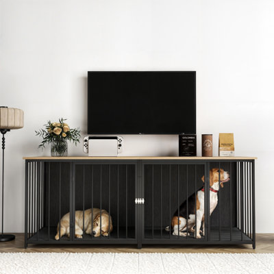 XL Large Dog Crate Furniture with Two Compartments and Removable Trays for Medium to Large Dogs