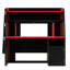 Lit superposé double avec lumières DEL, bureau, bibliothèque et lit gigogne, lit mezzanine avec rangement, rouge et noir