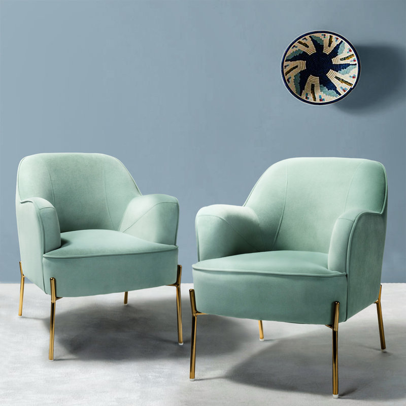 Cleo 26" Wide Contemporary Chair with Recessed Arms, Blue