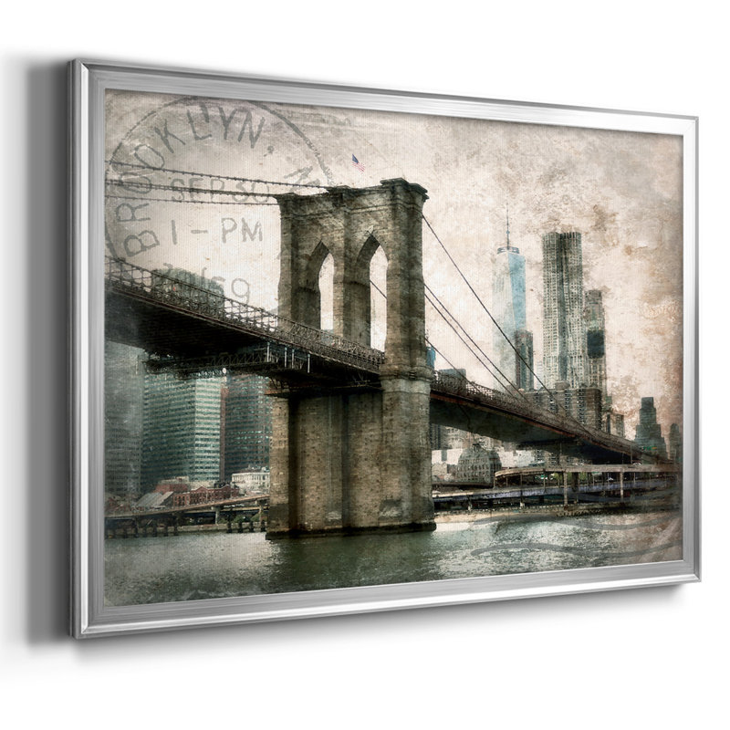 " NY Brooklyn Bridge ", 18" H x 26" W x 1.5" D, Silver