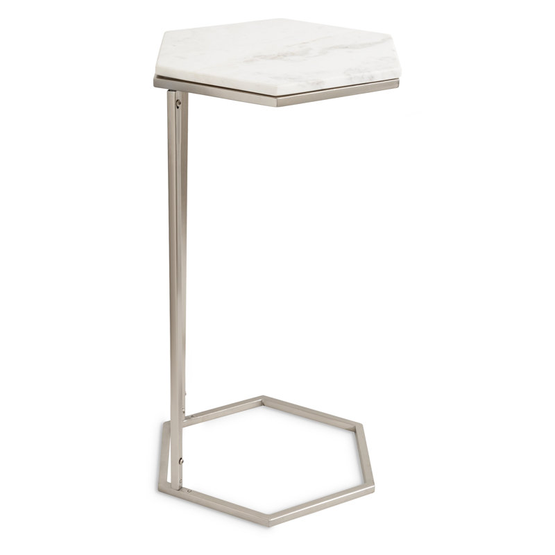 Cemaliye Marble Top End Table, Silver