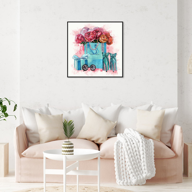 «Fashion and Glam Sparkle Blue Essentials», impression sur toile, H 30 po x l 30 po, Cadre noir