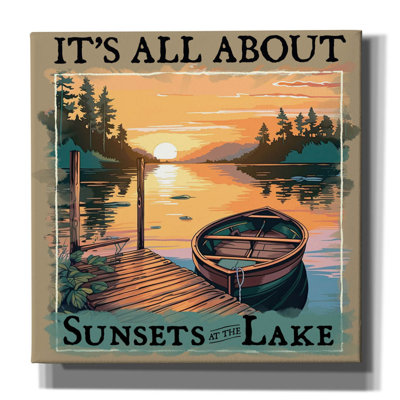  «Sunsets At The Lake» par Jim Baldwin, art mural sur toile, 12 po x 12 po