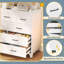 Armoire de rangement haute 9 tiroirs Dresser, commode en acier blanc avec tiroirs coulissants et poignées modernes, rangement en acier peu encombrant pour la chambre à coucher, le salon et le vestibule