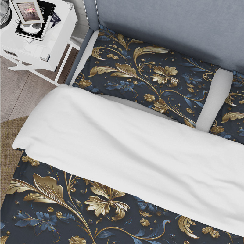 Regal Baroque Flourish Victorian Pattern VIII - Ensemble de housse de couette damassé