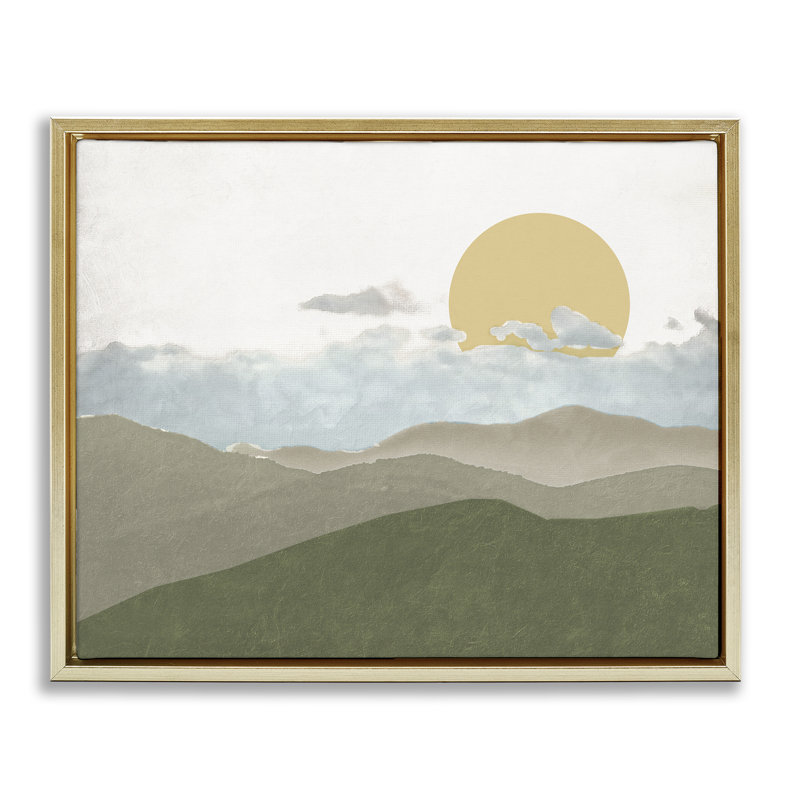 Cadre flottant Earthen Dreams Sunrise, design par Elizabeth Medley, Cadre flottant métallique doré, H 25 po x l 31 po