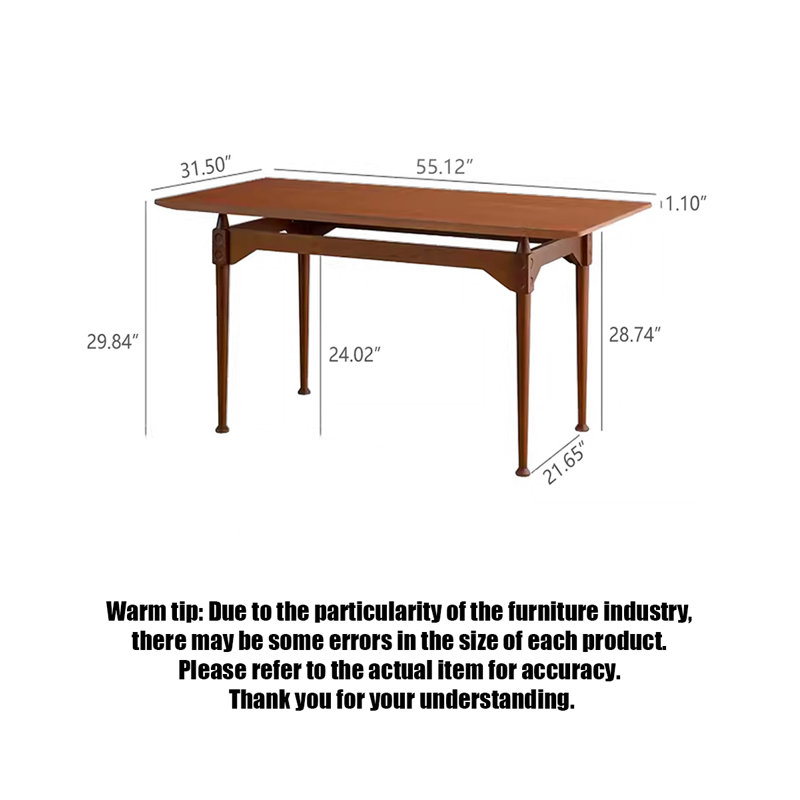 Petite table de salle à manger rétro en bois massif de style rectangulaire pour la maison
