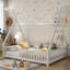 Lit de maison avec éclairage à DEL et plancher bas, parfait pour le jeu et le sommeil des enfants-2127780393-2127780394
