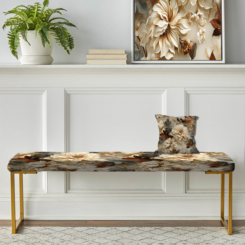 Banc rembourré or, Rustic Victorian Brocade Victorian Floral