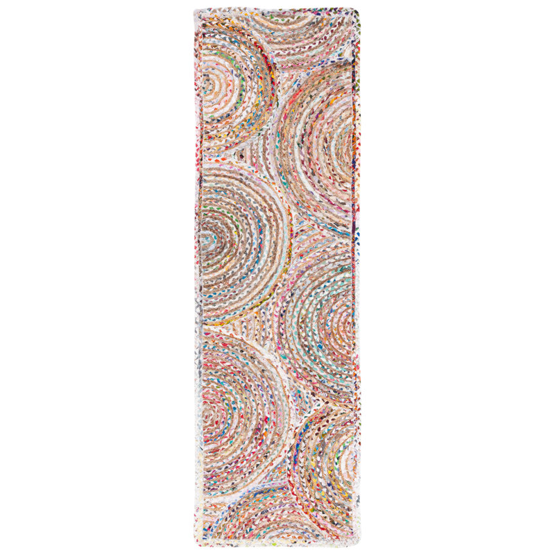 Demaio Hand-Woven Beige/White Area Rug, Runner 2'3" x 8'