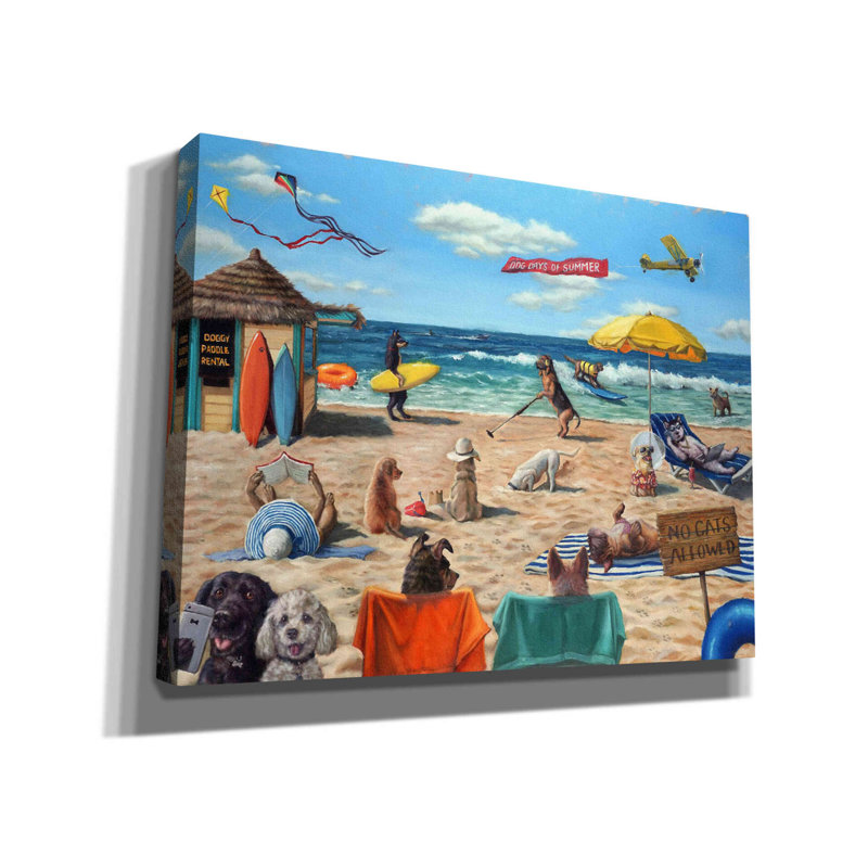 «Dog Beach» par Lucia Heffernan, art mural sur toile, H 26 po x l 34 po x P 1,5 po