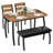 43" Dining Table Set for 4 with Bench & 2 Chairs, Industrial Wooden Dinette Set for Small Spaces-51337508-51337510