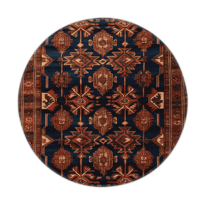 Tapis d'intérieur et d'extérieur brun Persian, Rond 5 pi