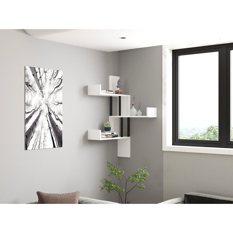 Tablette murale moderne, blanche, 41,3 po x 23,6 po x 7,9 po | 100% panneau de particules enduit de mélamine, épaisseur: 0,7 pouce | Conception murale, parfaite pour l'organisation de la maison et du bureau, solution de rangement élégante et fonctionnelle