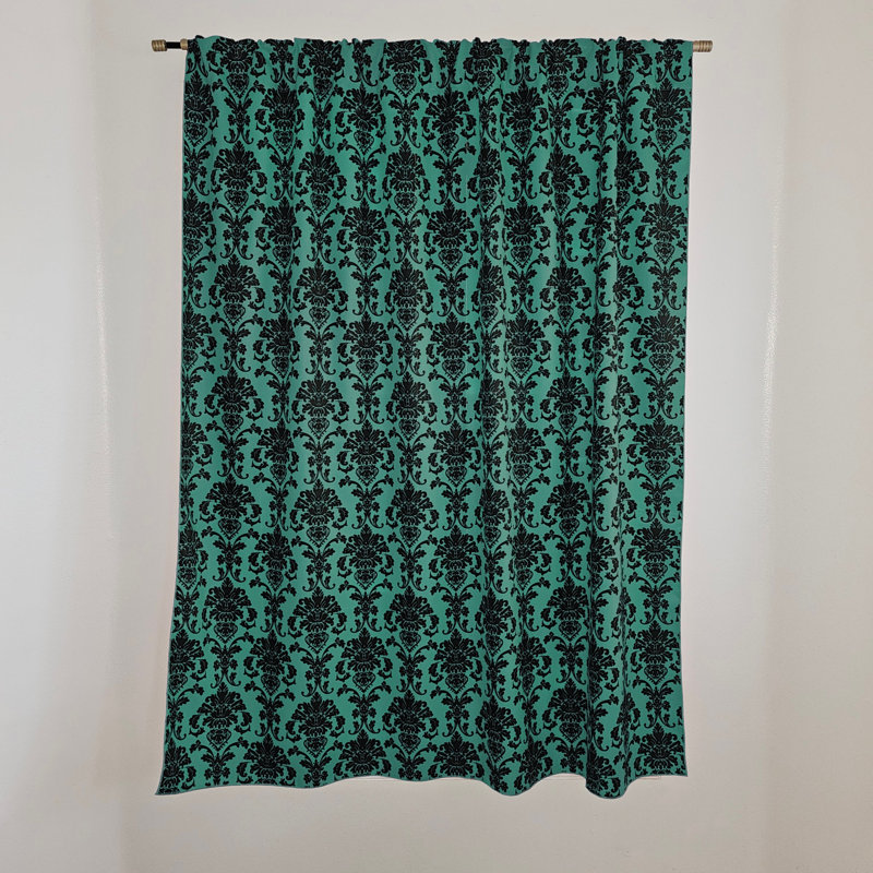 Poplin Damask Print Polyester Window Curtain 58 Inch Wide, 58" W x 48" L, Red