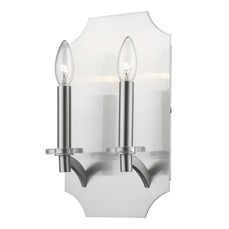 Lampe murale bougie 2 lumières Lilou, Nickel brossé