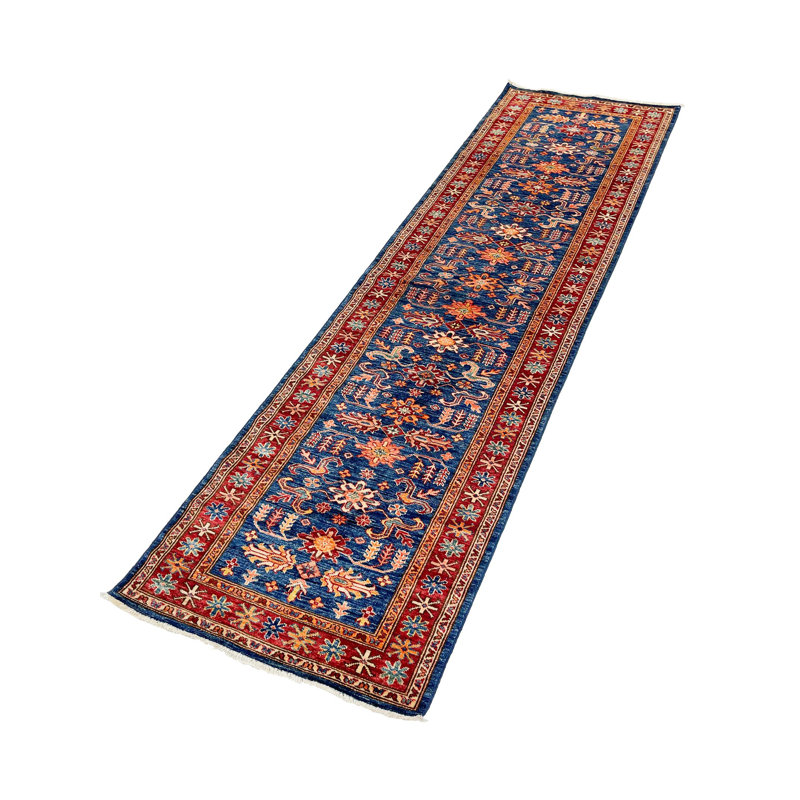 Tapis unique bleu marine / rouge Tribal 2 pi 7 po x 10 pi Tribal