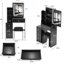 Small Bedroom Vanity With Cushioned Stool & Touchscreen Sliding Led Mirror, Switching And Brightness Adjustment, Black , American Design Table Touch-operated Colour Choices, Stool, For Living Areas