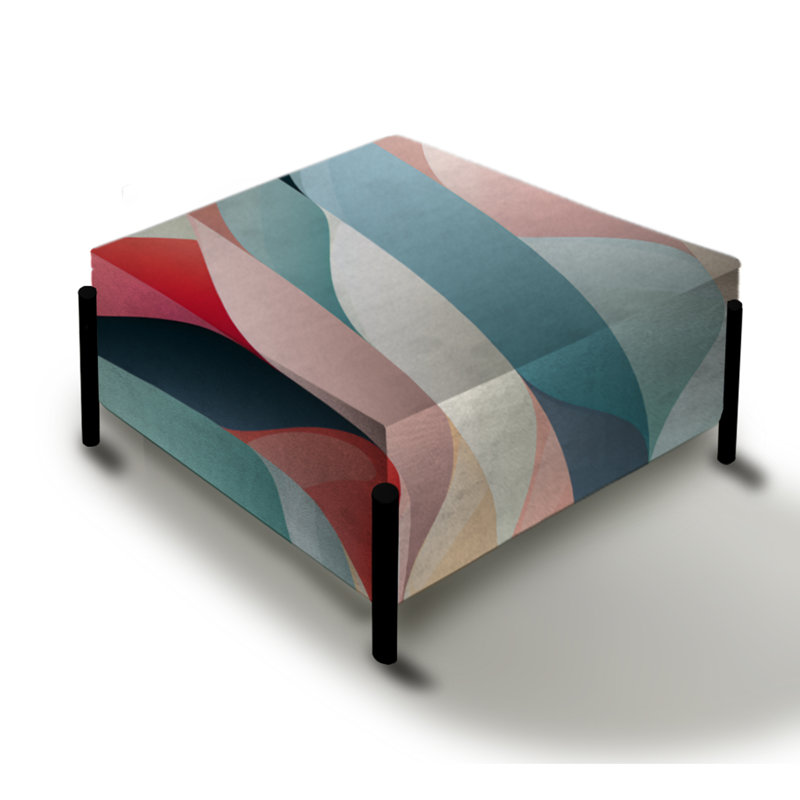 Subdued Elegance - Striped Large Square Ottoman