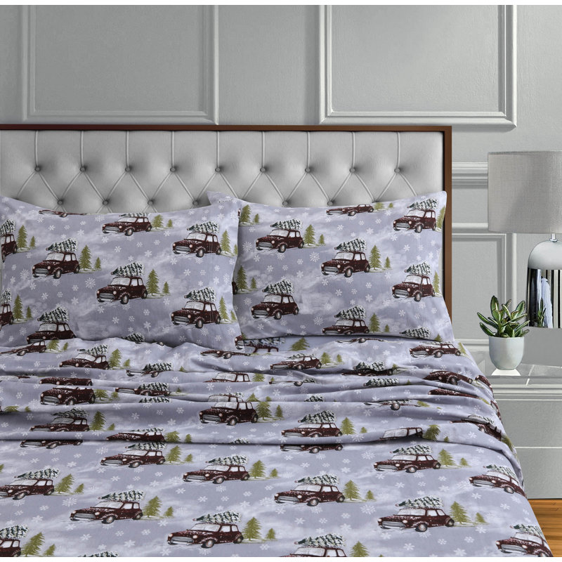 Winter Outing Cotton Blend Sheet Set, California King, Gray