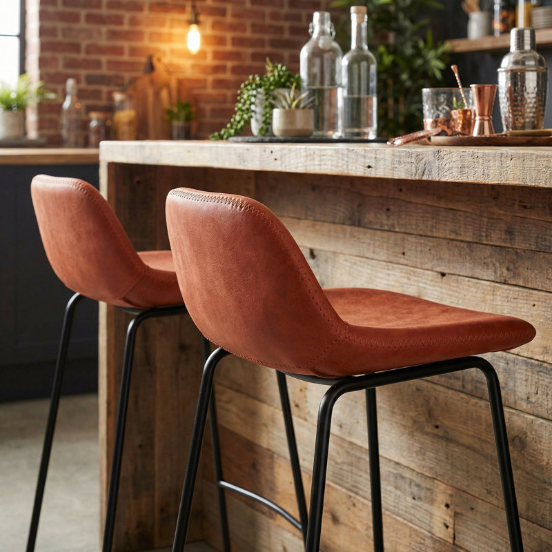 Tabouret de bar 30 po Elise en similicuir terre cuite (ensemble de 2), Rouge