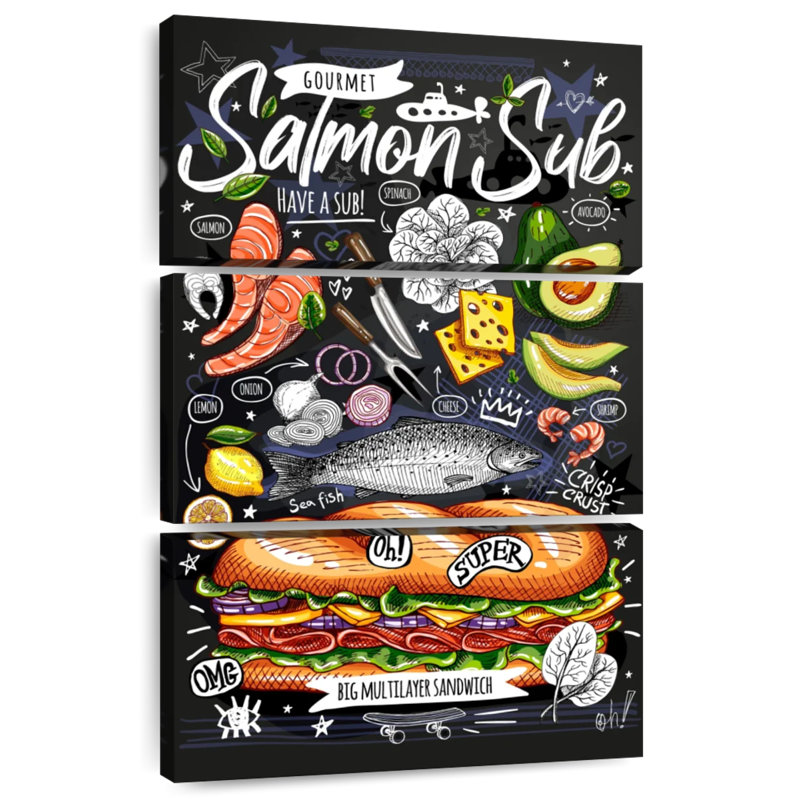Sandwich au saumon Yarlin, H 74 po x l 48 po