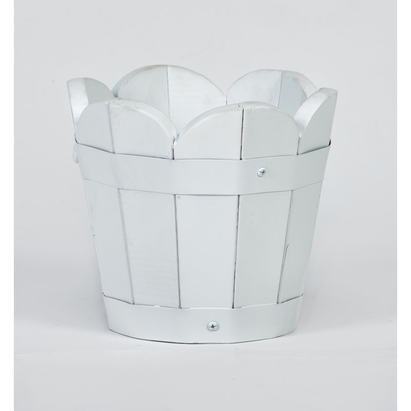 Pot à fleurs en baril Padminie, H 7 po x l 7,5 po x P 7,5 po, Blanc