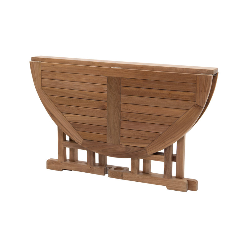 Lakeland 5 - Piece Teak Folding Arm Chair Dining Set with 48" Round Drop Leaf Table