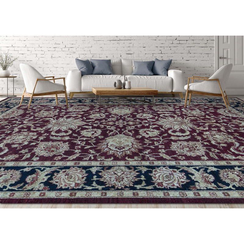 Sultanabad Wool Oriental Area Rug in Red/Navy/Beige