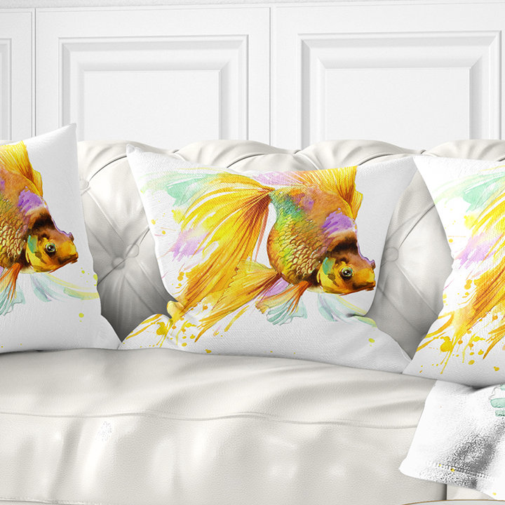 Poisson doré - coussin à imprimé animal, 16 po x 1 po, Coussin décoratif