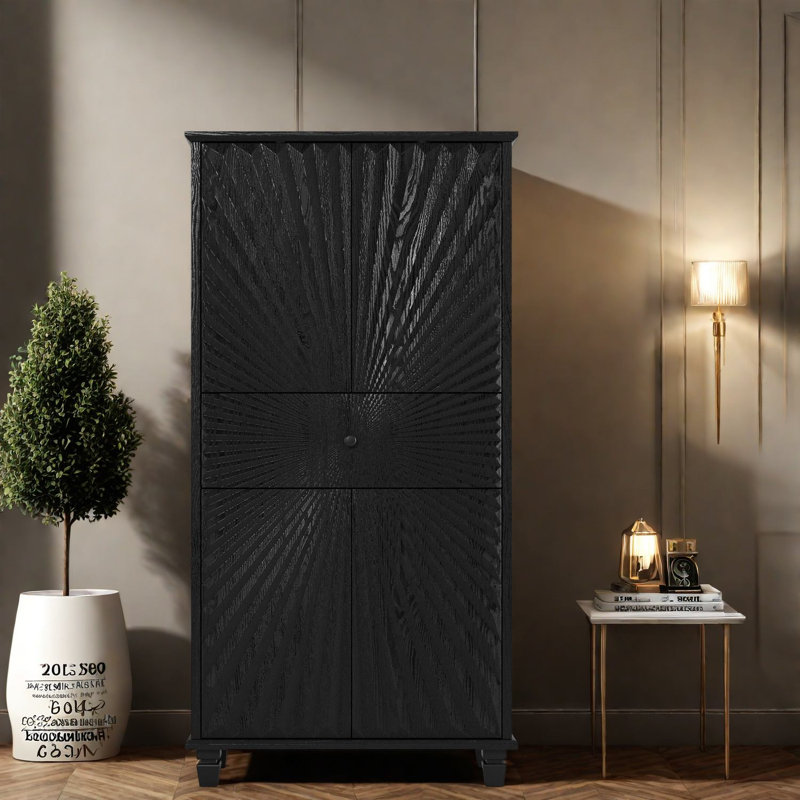 Buffets et rangements modernes avec rangement, armoire en MDF 3D noire pour la salle à manger