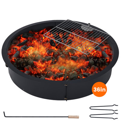 Anneau de foyer en acier de diamètre 1, insert de feu de camp robuste avec revêtement en poudre haute température, doublure pour foyer à bois à monter soi-même pour terrasse, jardin et camping