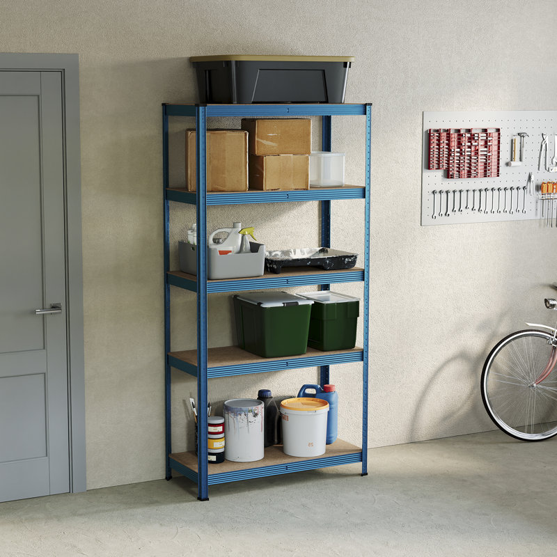 Vida Metal Height -Adjustable Shelving Unit, Blue, Large
