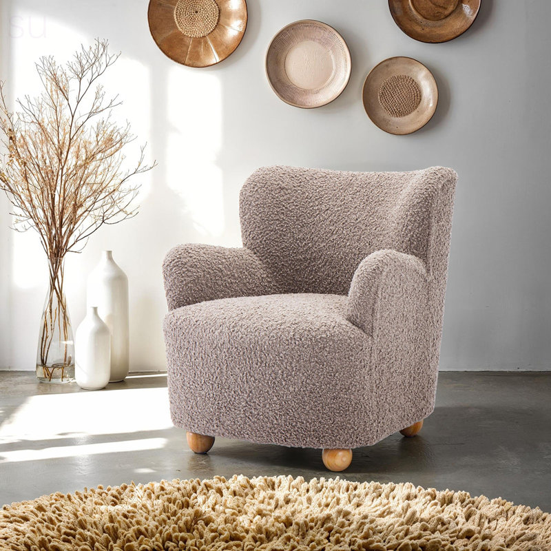 Fauteuil d'appoint rembourré Sabrina Boucle, Brun