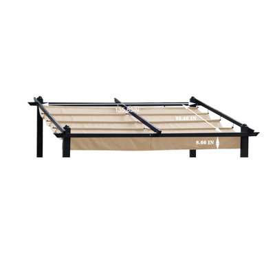 Housse de protection supérieure kaki pour pergola d'extérieur de 13 x 10 pi, assemblage sans effort avec pare-soleil, résistance aux intempéries, méthode rapide