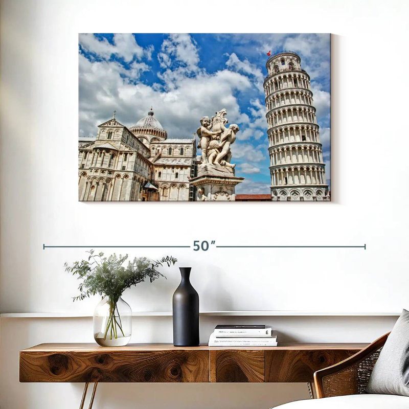 Iconic Leaning Tower Of Pisa, 26" H x 39" W