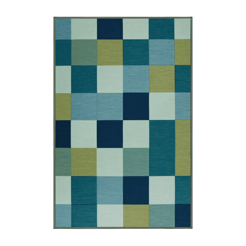 Tapis vert à carreaux lavable à la machine, Tapis de couloir 2 pi x 5 pi