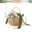 Paniers de fille de fleur avec poignée de perle et nœud - élégant mariage, cadeau de Noël et panier d'Halloween pour les filles, décoration en rotin tissé à la main