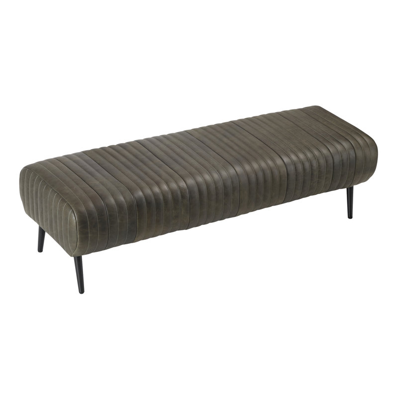 Endora Leather Bench, Olive Green, Black