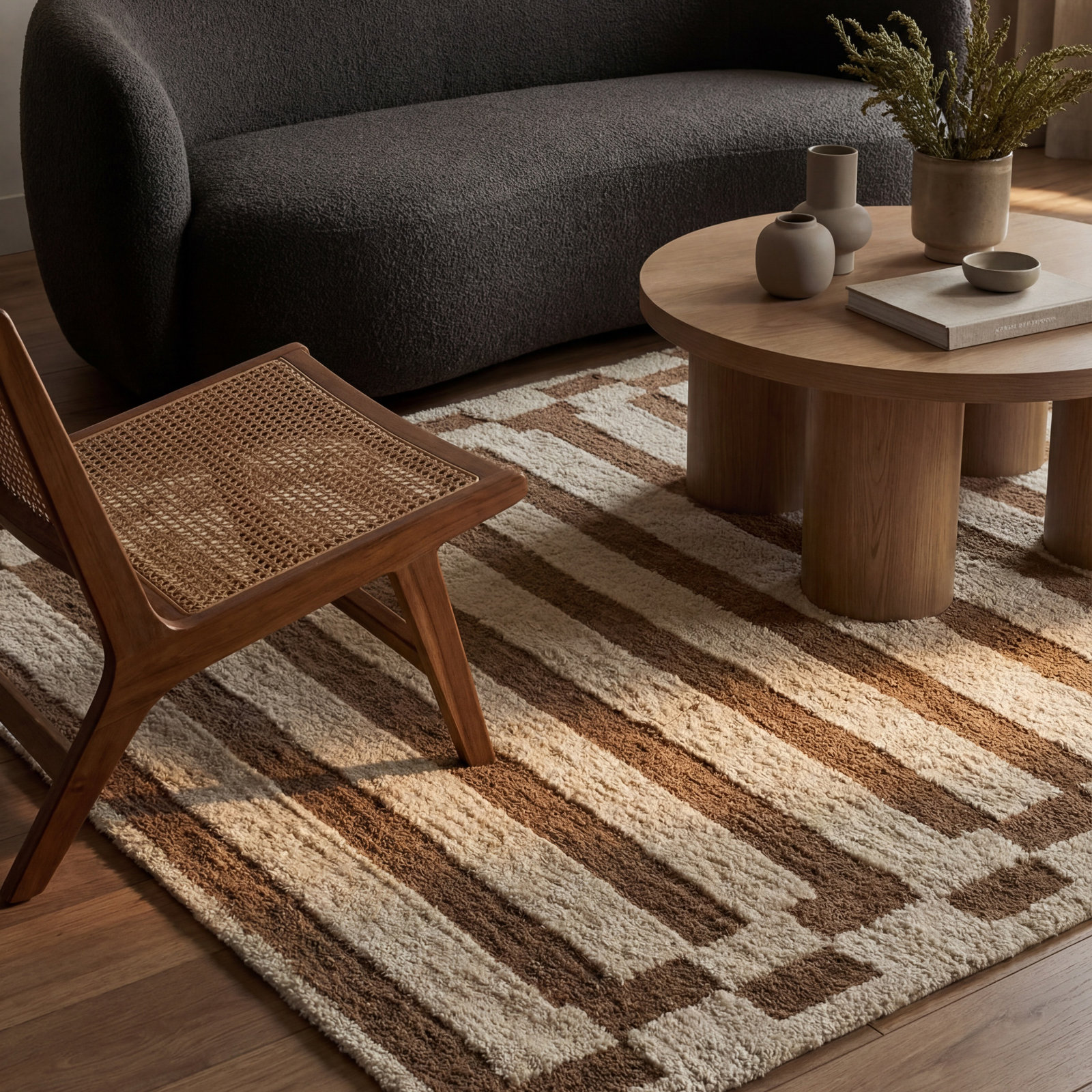 Velaina Washable Hand-Tufted Striped Wool Rug, Rectangle 9' x 12'