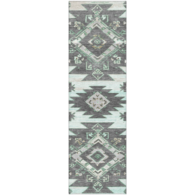Premium Machine Washable Ralston AMF1945 Tribal Rug, Runner 2'3" x 7'6"