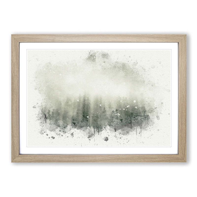 Moody Forest in Misurina Italy - Picture Frame Graphic Art Print, Oak Framed, 62cm H x 87cm W x 2cm D