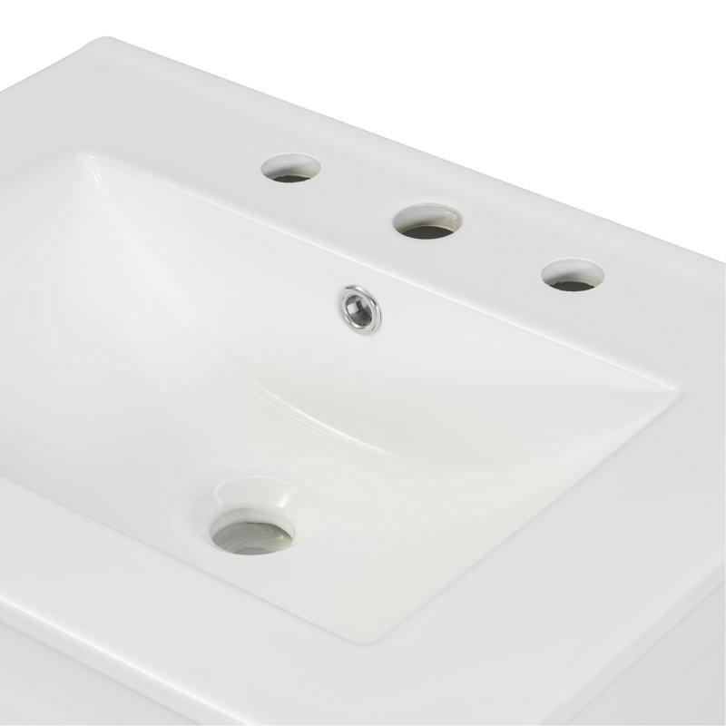 Luxurious Bathroom Vanity With Ceramic Sink And Ample Storage, Ideal For Modern Bathrooms, White