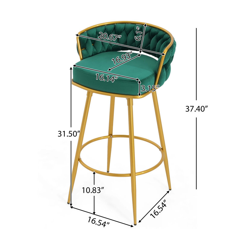 Isaias Swivel Counter Height Bar Stools Set of 2,31.5"Bar Height Stools, Green